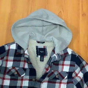 Boys hooded fleece shirt jacket